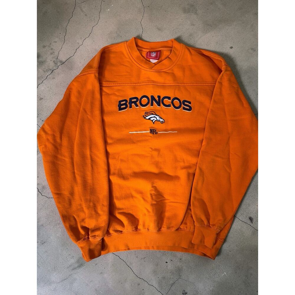 NFL Denver Broncos Crewneck Sweatshirt Size Large Orange